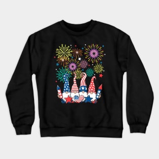 4th Of July Patriotic Gnomes Sunglasses American Fireworks Crewneck Sweatshirt